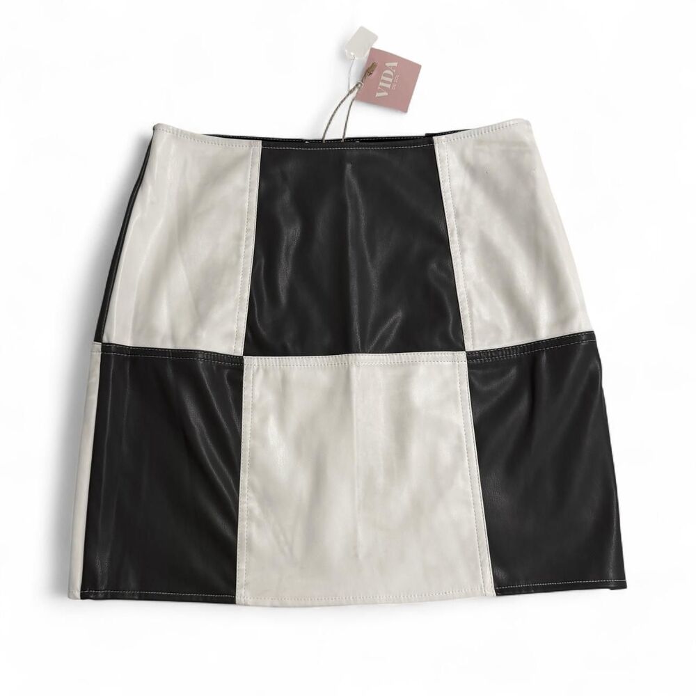 Black and White Checkered Colorblock Y2k Mini Skirt Size M